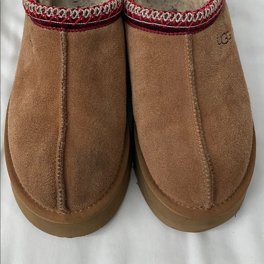 UGG Tazz II Platform Slippers Mules Slides Chestnut Suede Shoes Size 8 - Picture 12 of 14